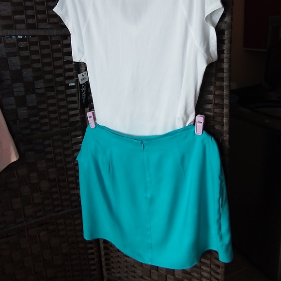 XXL NWT SHOEDAZZLE Aqua Green Faux Wrap Skirt - Picture 2 of 15